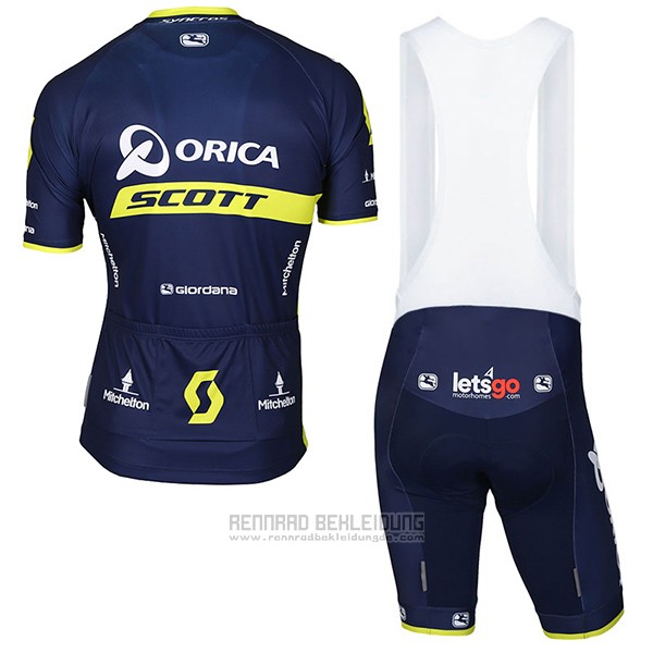 2017 Fahrradbekleidung Orica Scott Blau Trikot Kurzarm und Tragerhose - zum Schließen ins Bild klicken